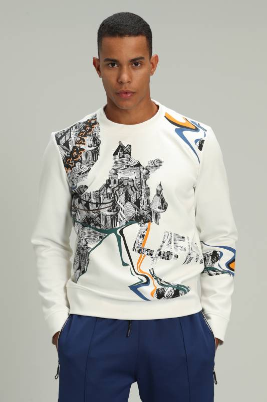 Boston Male Sweatshirt Off Whıte - 1