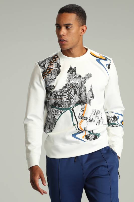 Boston Male Sweatshirt Off Whıte - 3