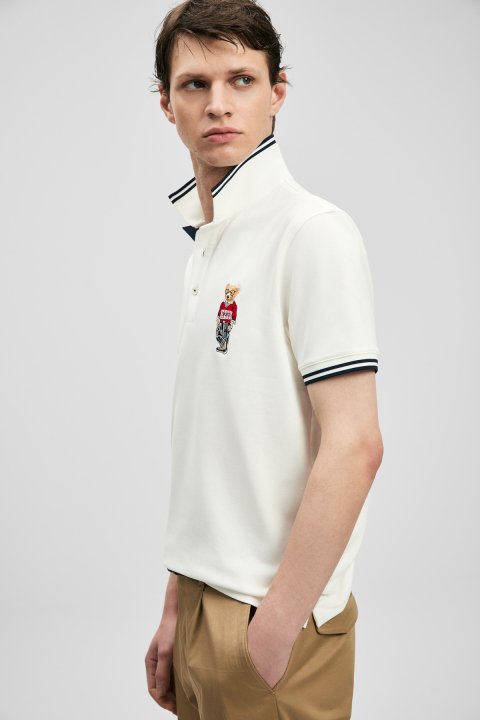 Brady Smart Men's Polo T-Shirt Off White - LUFIAN