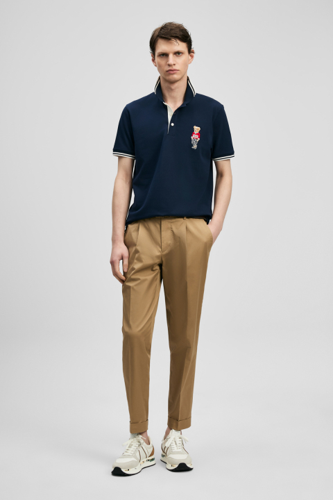 Brady Smart Men's Polo T-Shirt Navy Blue - LUFIAN