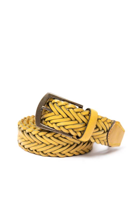 Braıd Mens Leather Belt Yellow- 21 - 1