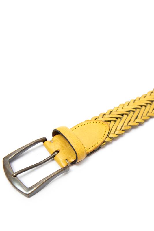 Braıd Mens Leather Belt Yellow- 21 - 2