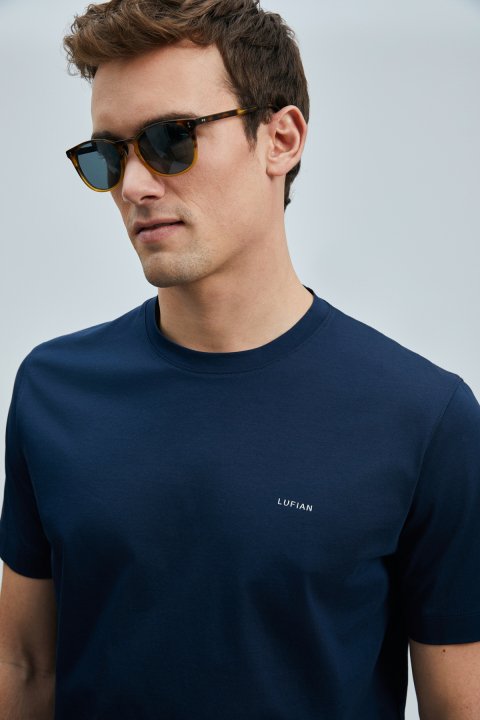 Bran Modern Graphic T-Shirt Navy Blue - LUFIAN