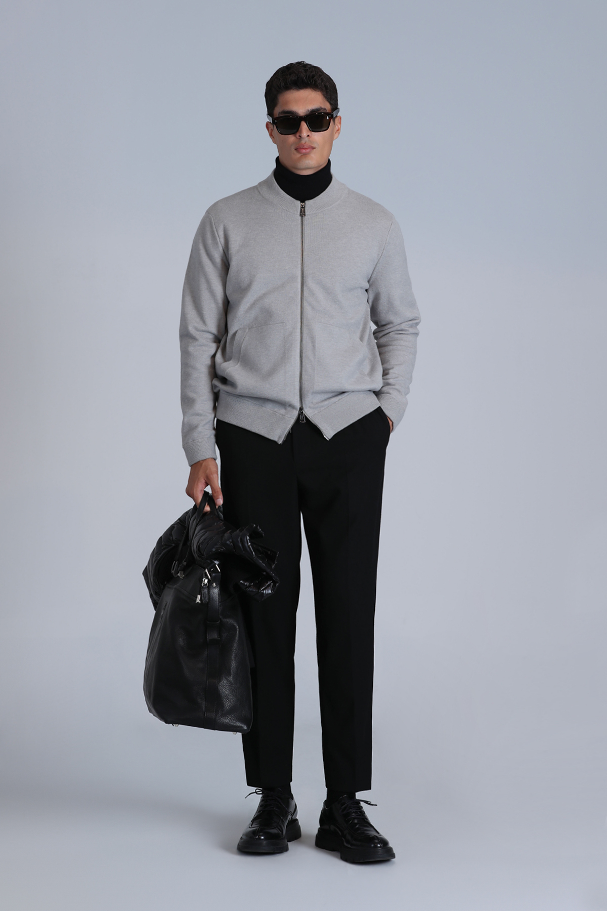 Brand Male Cardigan Lıght Grey - Lufian