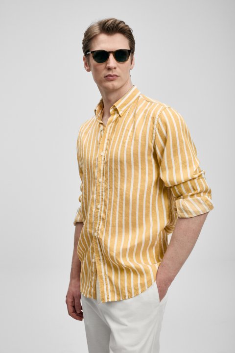 Kamer Men's Basic Shirt Regular Fit Yellow - LUFIAN