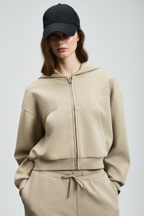 Cara Women's Knitted Sweatshirt Beige - LUFIAN