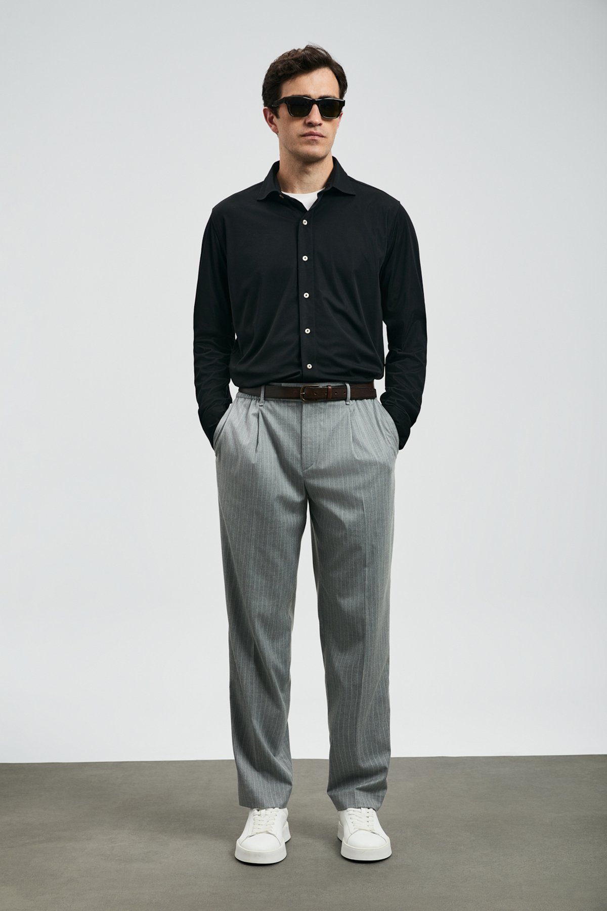 Carl Men's Basic Shirt Regular Fit Black - LUFIAN