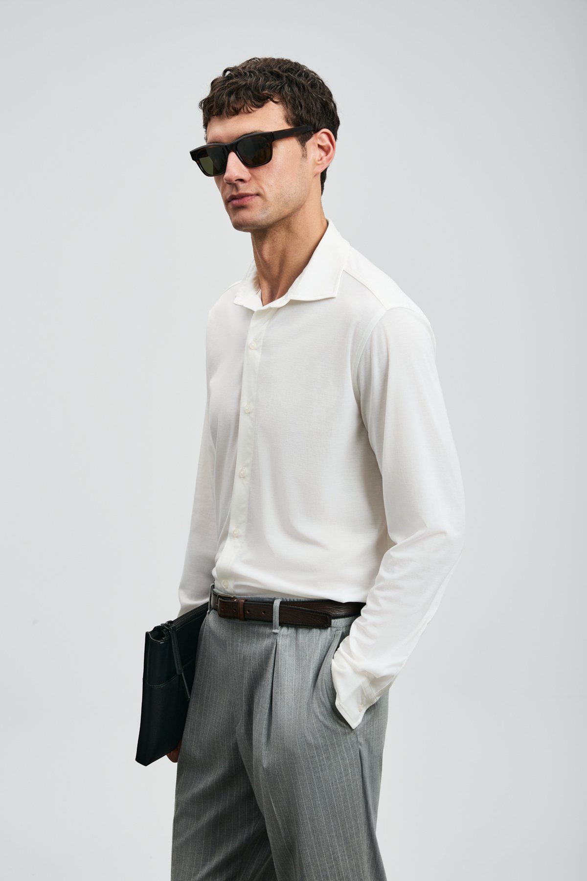 Carl Men's Basic Shirt Regular Fit White - LUFIAN