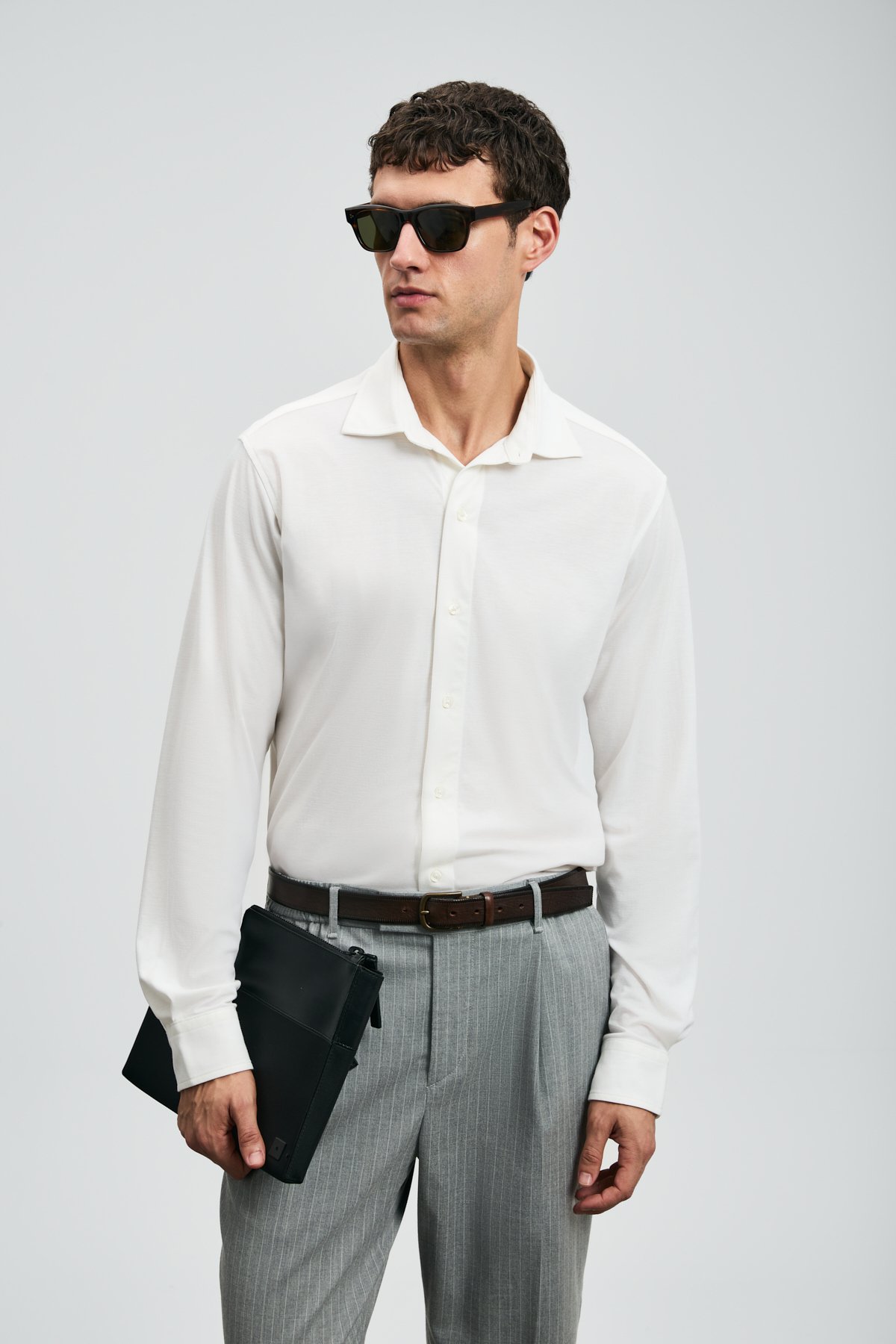 Carl Men's Basic Shirt Regular Fit White - LUFIAN