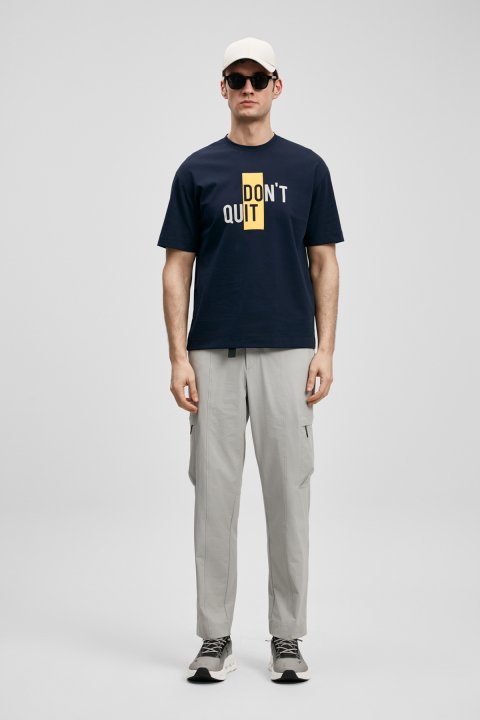 Carl Modern Graphic T-Shirt Navy Blue - LUFIAN