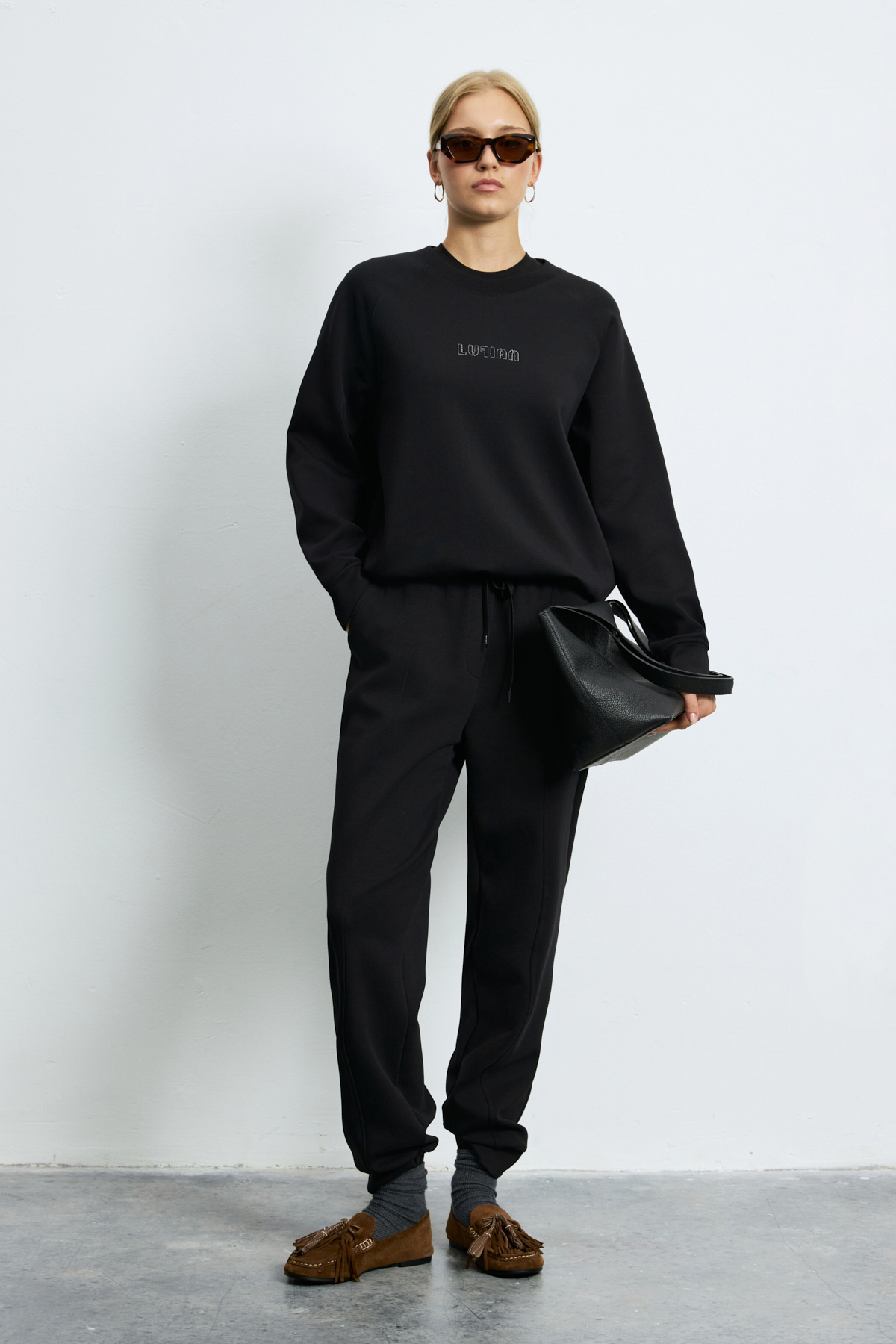 Cessie Women's Knitted Sweatpants Black - LUFIAN