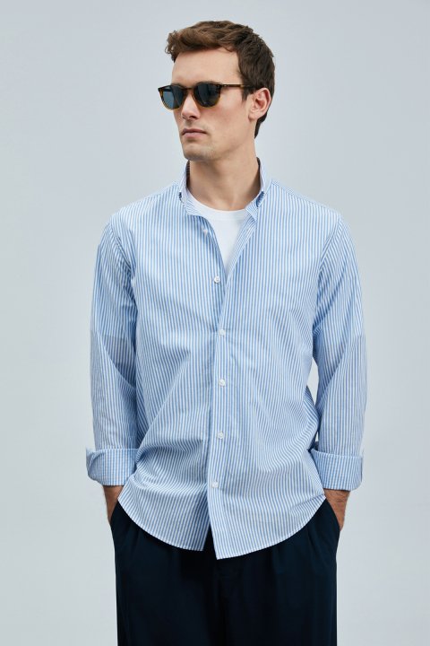 Charles Men's Basic Shirt Regular Fit Blue - LUFIAN