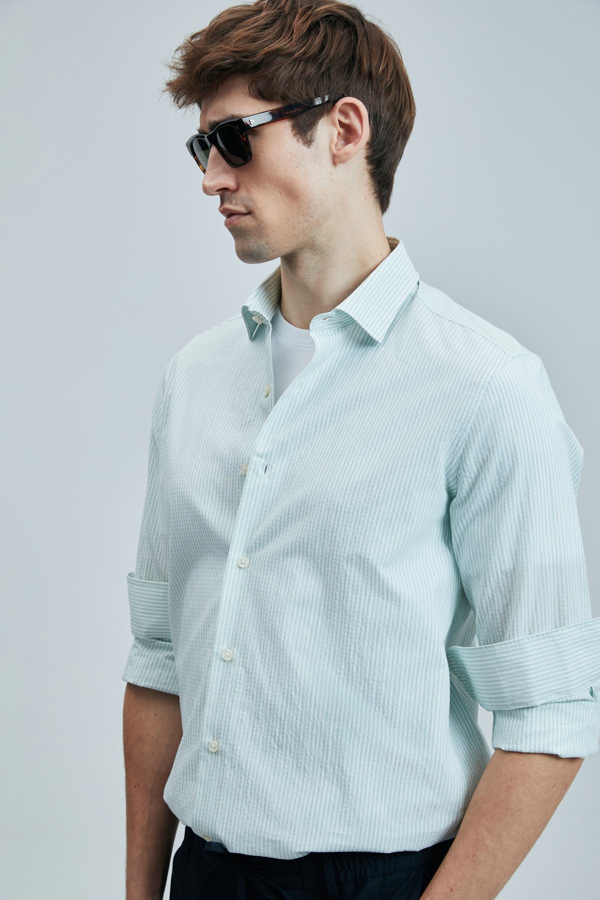 Charles Men's Basic Shirt Regular Fit Green - LUFIAN