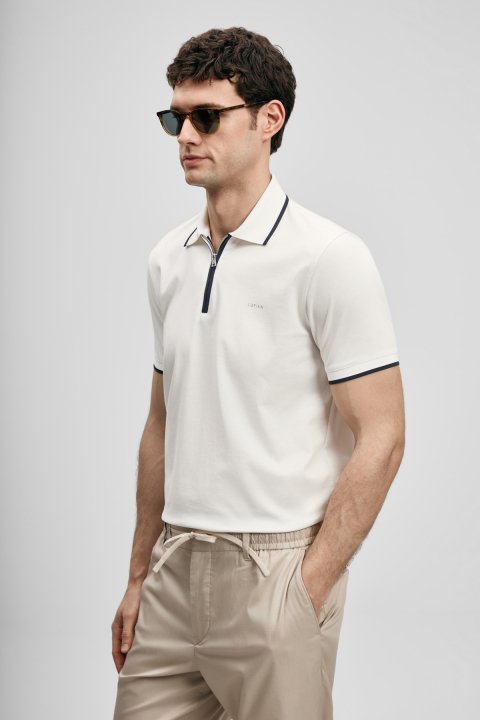 Chase Smart Men's Polo T-Shirt Off White - LUFIAN