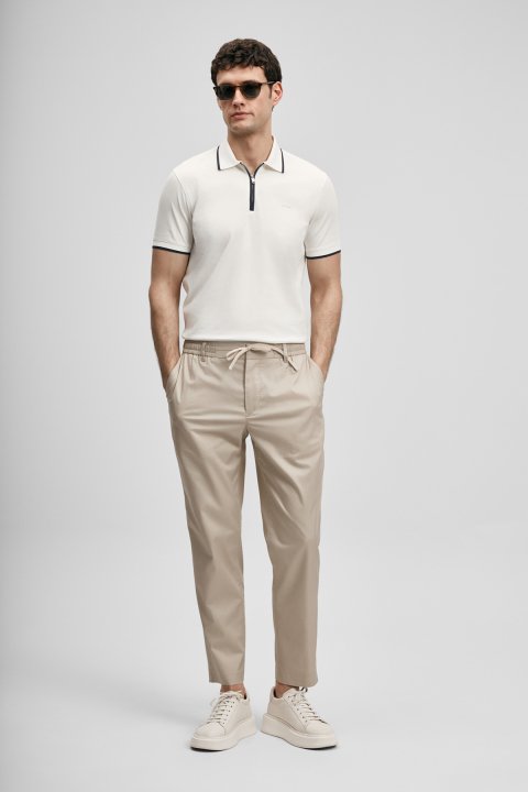 Chase Smart Men's Polo T-Shirt Off White - LUFIAN