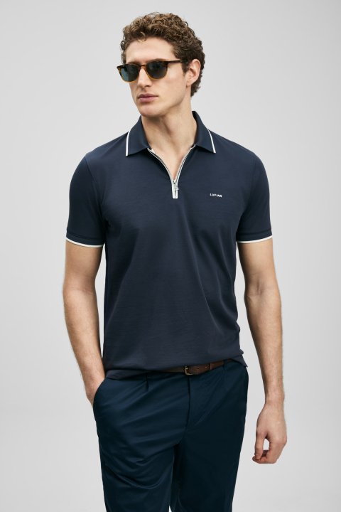 Chase Smart Men's Polo T-Shirt Navy Blue - LUFIAN
