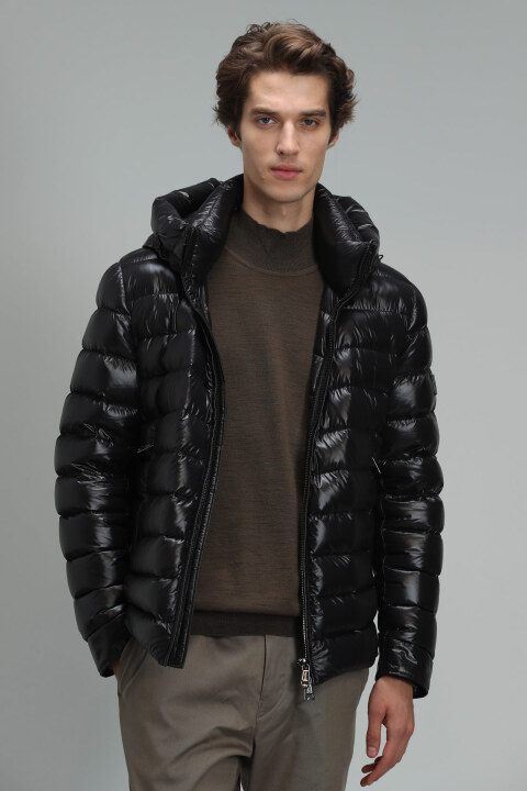 Chester Goose Feather Male Coat Black - Lufian