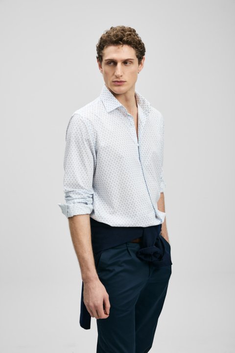 Chrıs Men's Basic Shirt Regular Fit Blue - LUFIAN