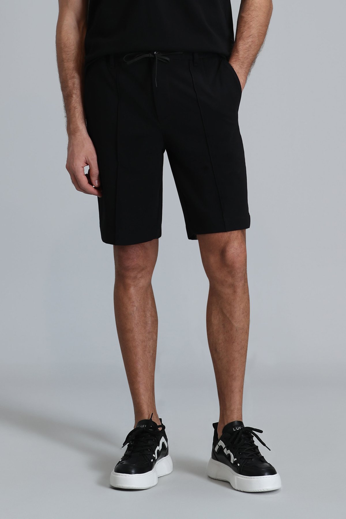 Chrıs Sports Mens Chino Shorts Slım Fıt Black - Lufian (1)