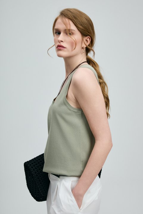 Clara Women's Knitwear Undershirt Green - LUFIAN
