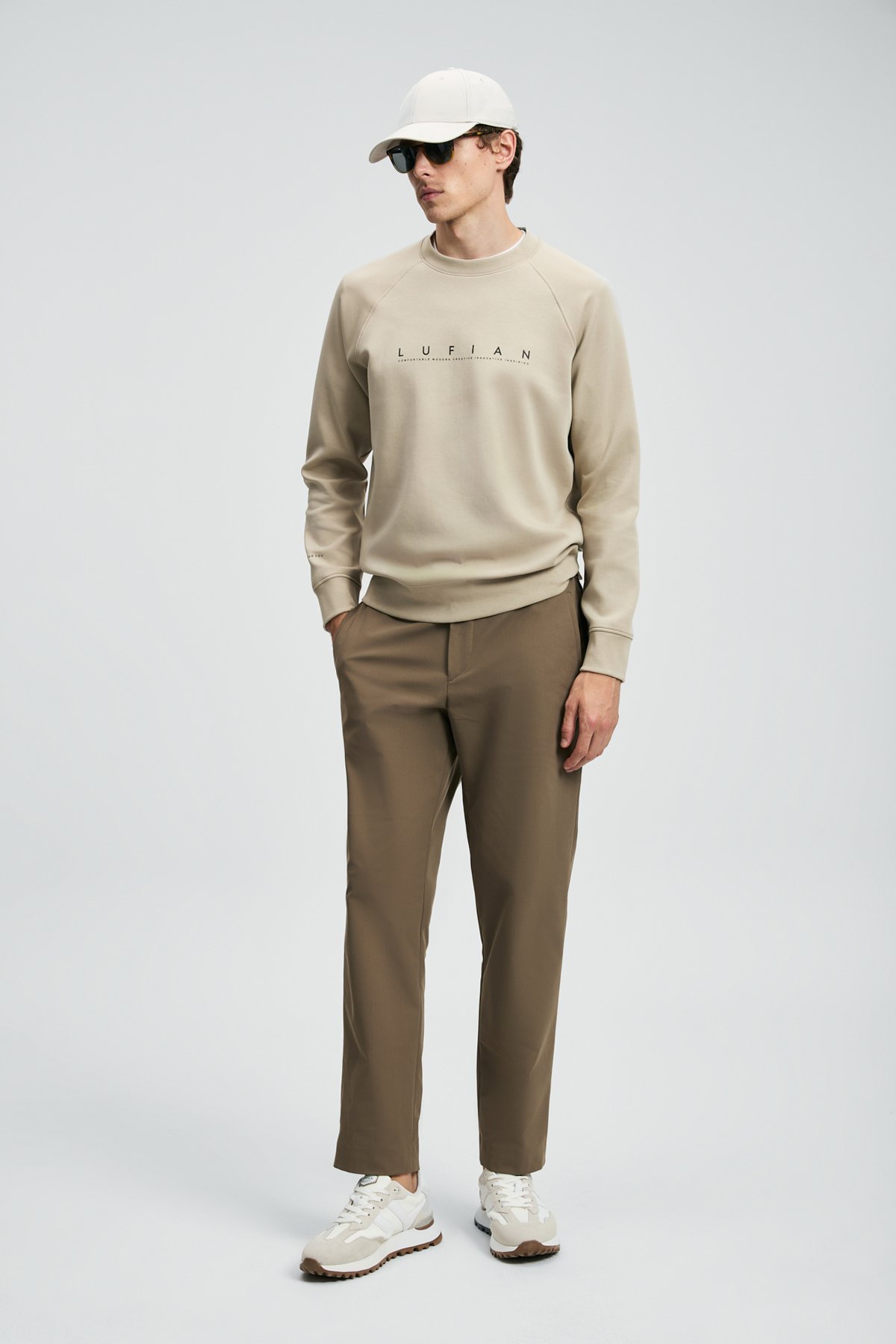 Cooper Men's Sweatshirt Beige - LUFIAN (1)