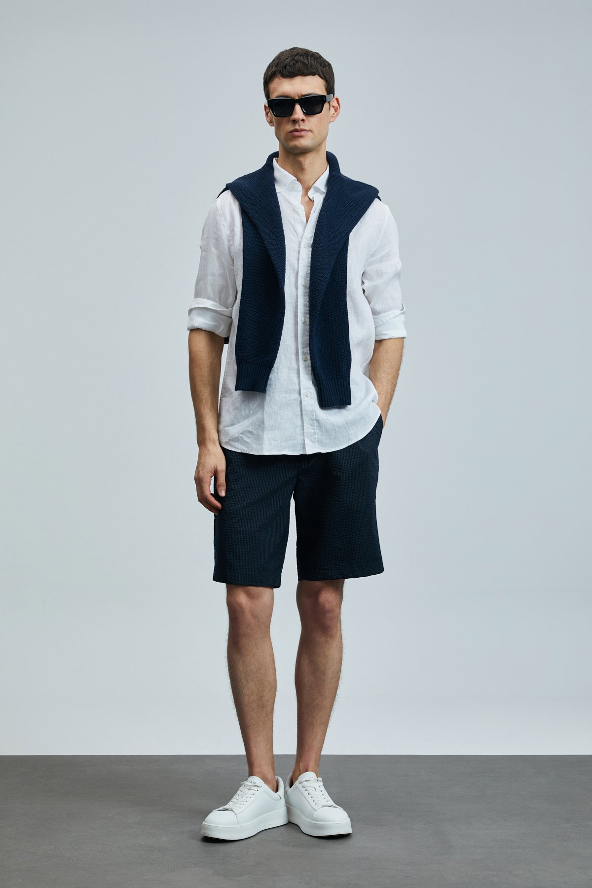 Cosmo Sports Mens Chino Shorts Slım Fıt Navy - Lufian