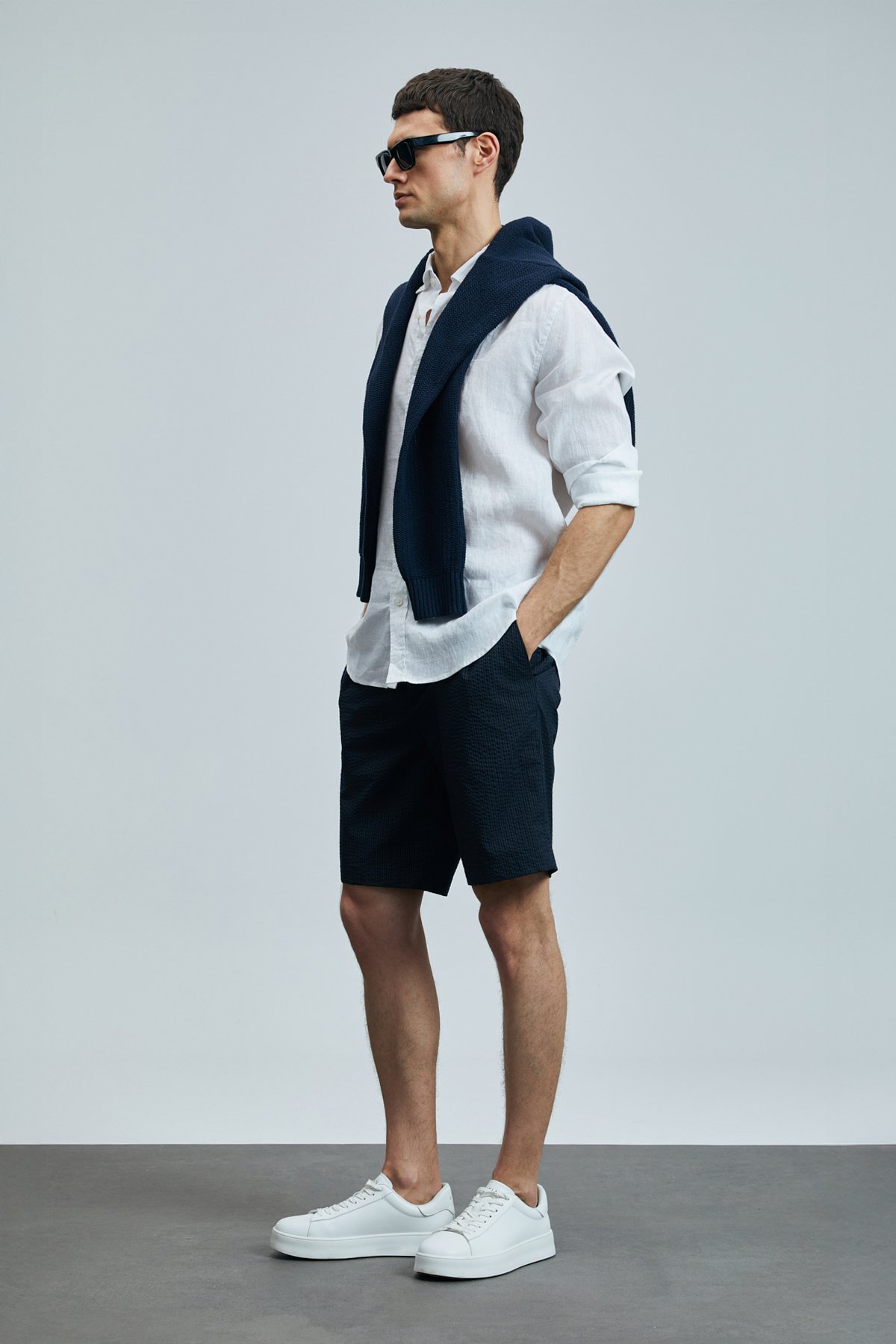 Cosmo Sports Mens Chino Shorts Slım Fıt Navy - Lufian (1)