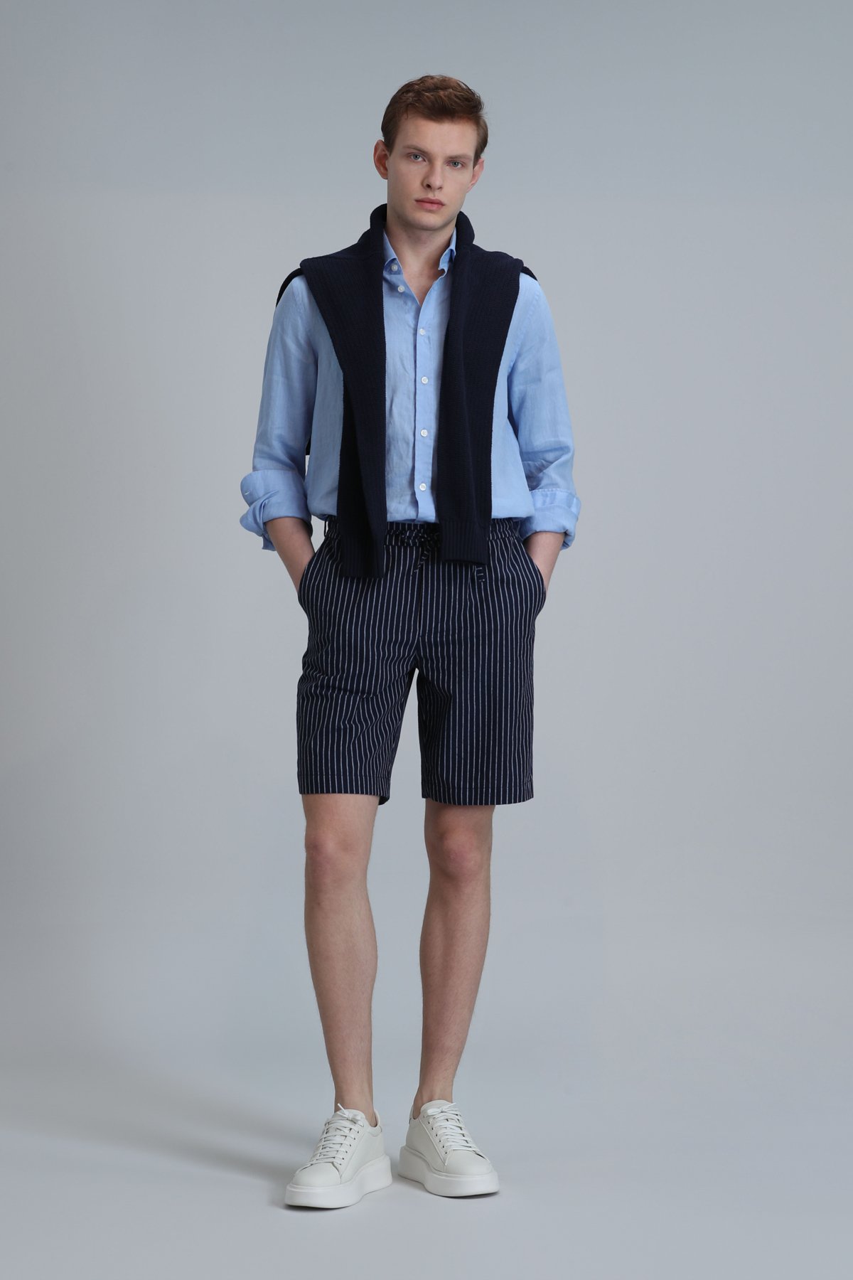 Curtıs Sports Mens Chino Shorts Slım Fıt Navy - Lufian