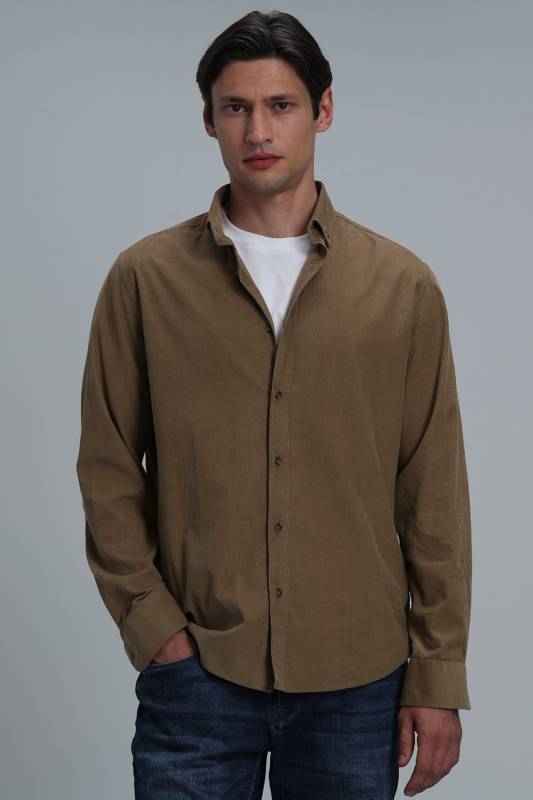 Danıel Men Basic Shirt Comfort Fit Camel - 1