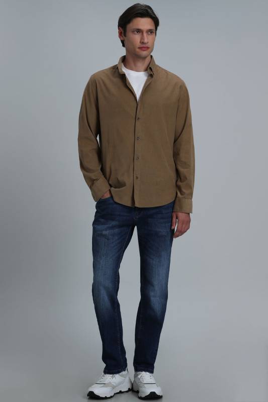 Danıel Men Basic Shirt Comfort Fit Camel - 2