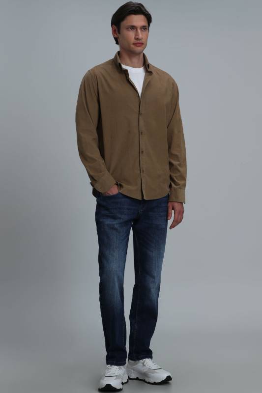 Danıel Men Basic Shirt Comfort Fit Camel - 3