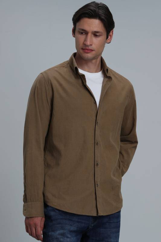 Danıel Men Basic Shirt Comfort Fit Camel - 4