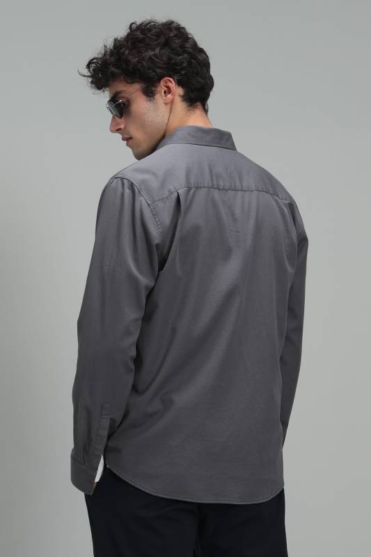 Danıel Men Basic Shirt Regular Fıt Dark Grey - 5