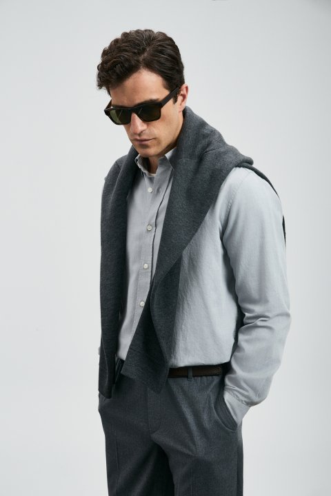 Danıel Men Basic Shirt Regular Fıt Lıght Grey - Lufian