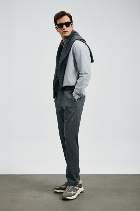 Danıel Men Basic Shirt Regular Fıt Lıght Grey - Lufian (1)