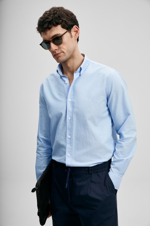 Danıel Men's Basic Shirt Regular Fit Blue - LUFIAN