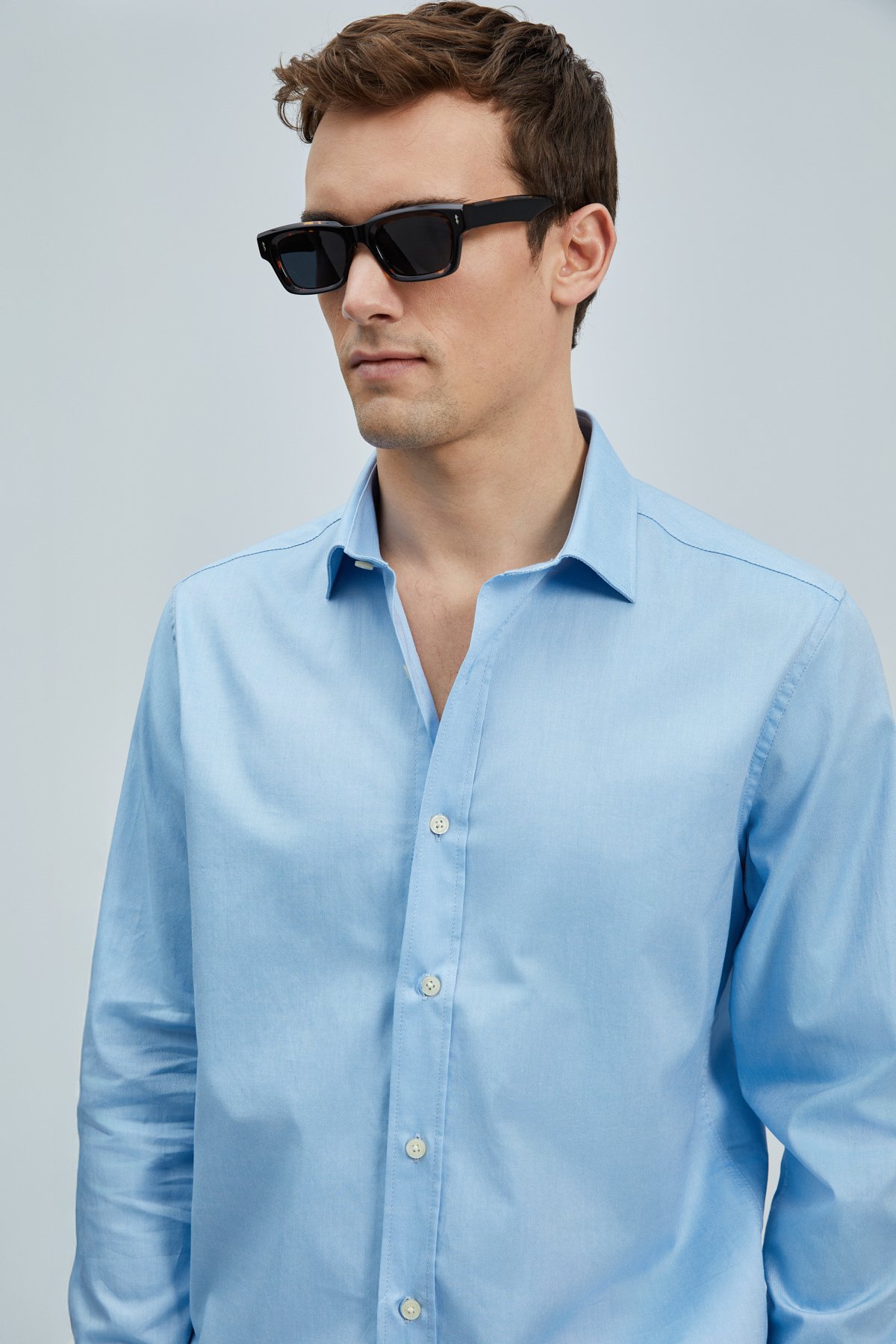Danıel Men's Basic Shirt Regular Fit Blue - LUFIAN