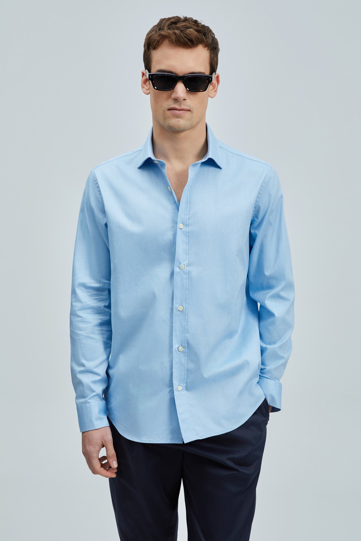 Danıel Men's Basic Shirt Regular Fit Blue - LUFIAN