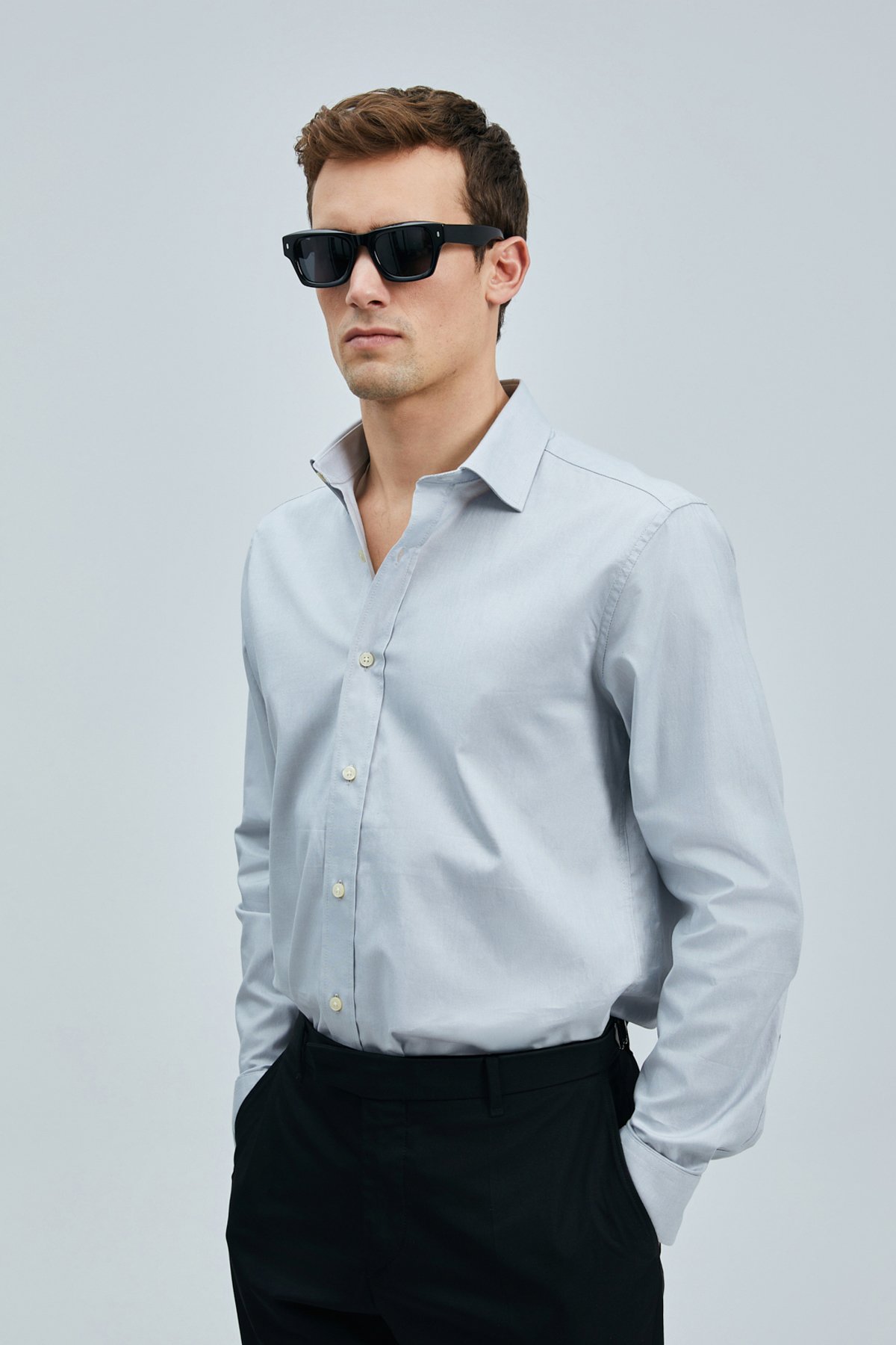 Danıel Men's Basic Shirt Regular Fit Gray - LUFIAN