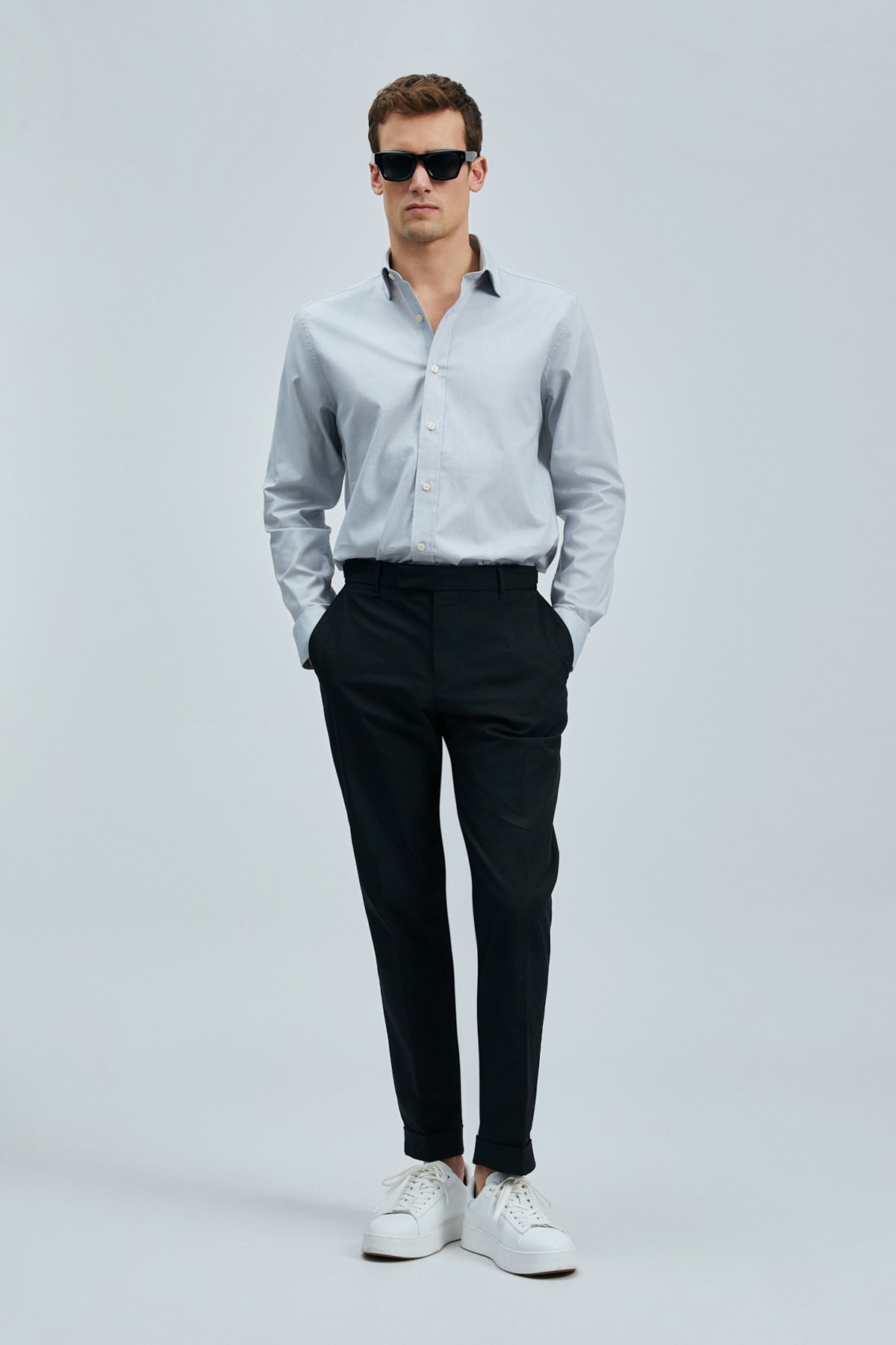 Danıel Men's Basic Shirt Regular Fit Gray - LUFIAN