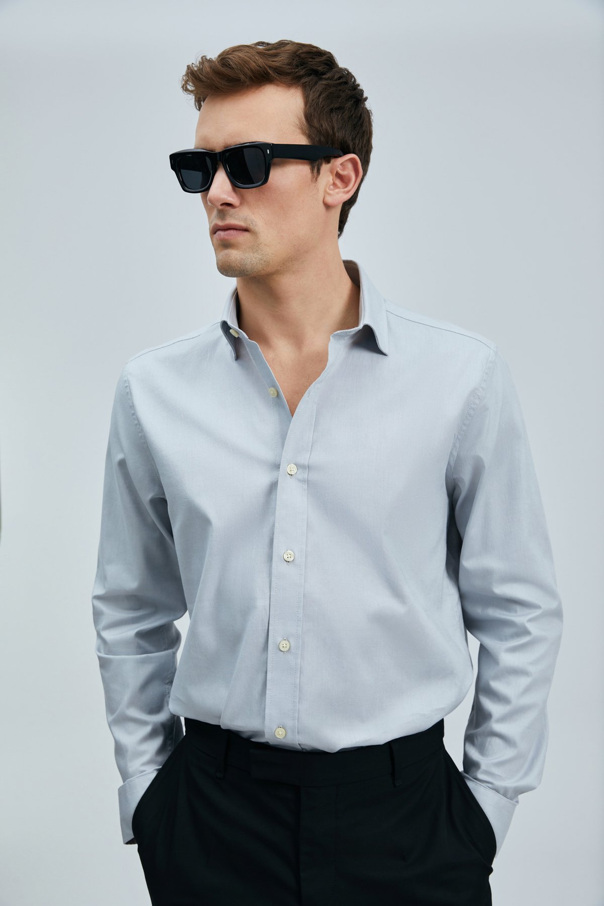 Danıel Men's Basic Shirt Regular Fit Gray - LUFIAN
