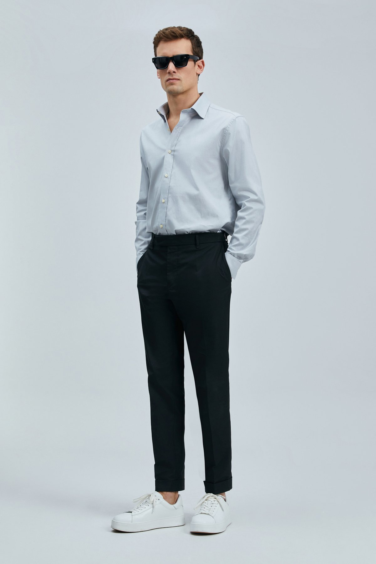 Danıel Men's Basic Shirt Regular Fit Gray - LUFIAN