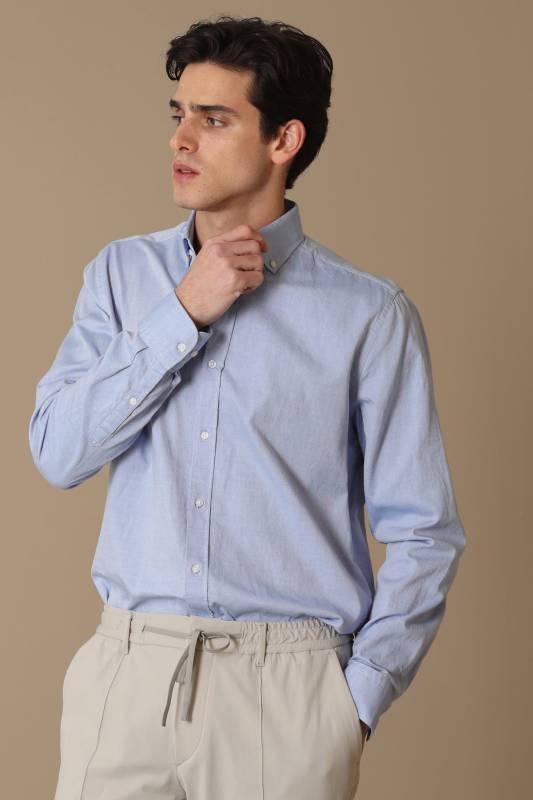 Danıel Mens Smart Casual Shirt Comfort Slım Fıt Blue - 1