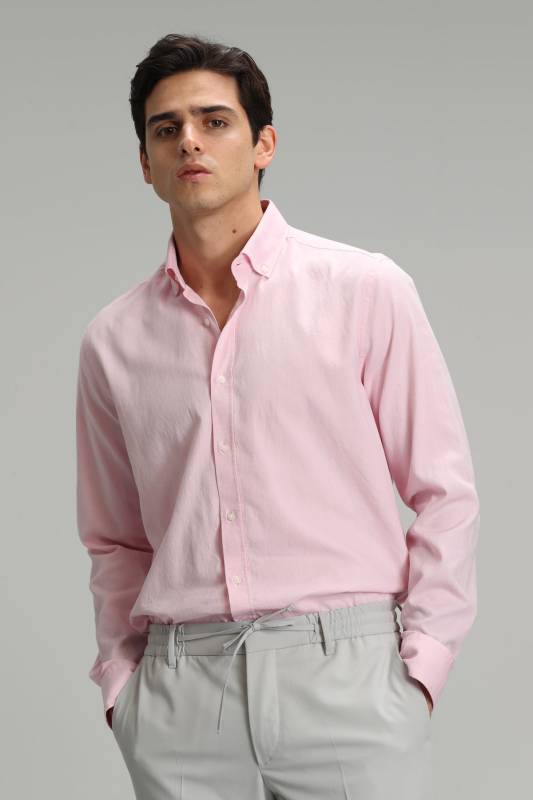 Danıel Mens Smart Casual Shirt Comfort Slım Fıt Pınk - 1