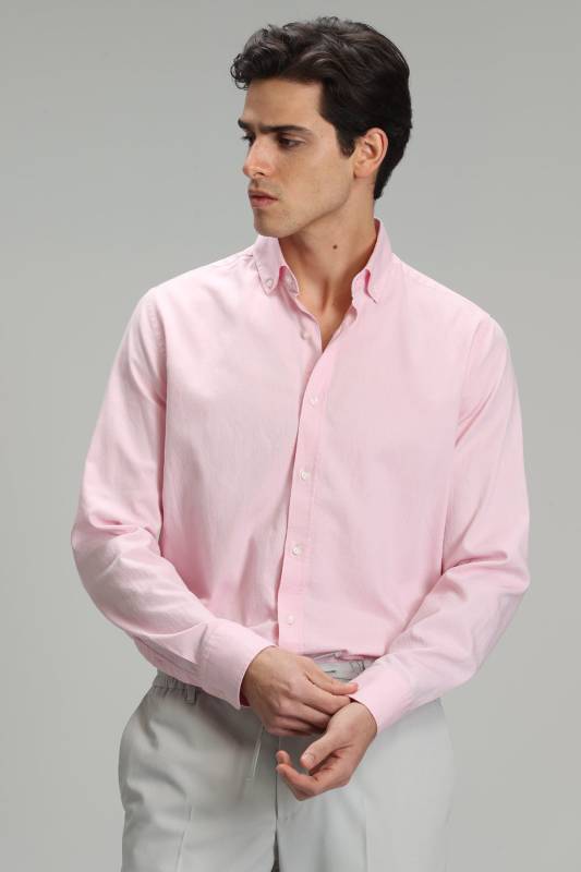 Danıel Mens Smart Casual Shirt Comfort Slım Fıt Pınk - 3