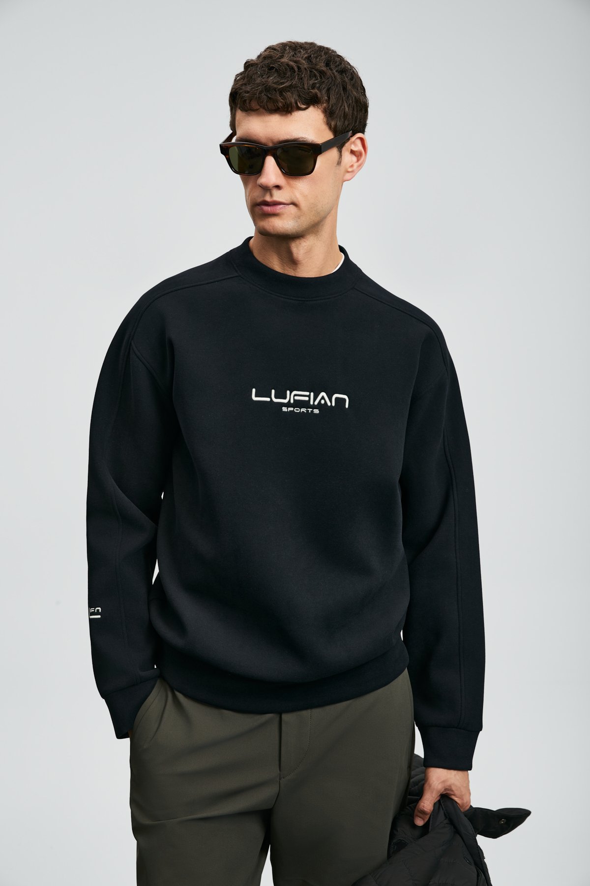 Dark Men's Sweatshirt Black - LUFIAN