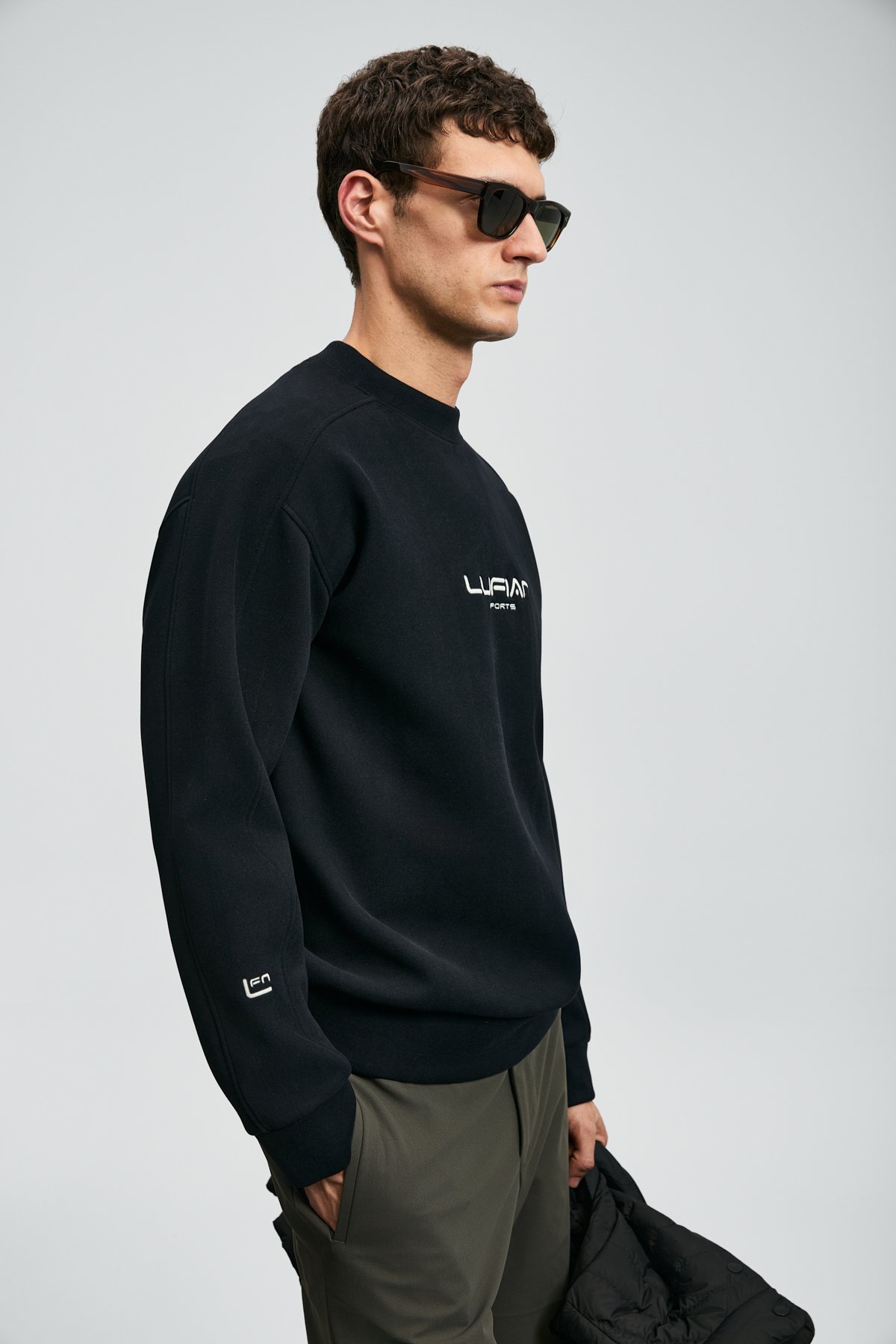 Dark Men's Sweatshirt Black - LUFIAN