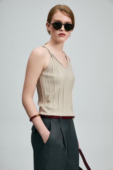 Darla Women's Knitwear Undershirt Beige - LUFIAN