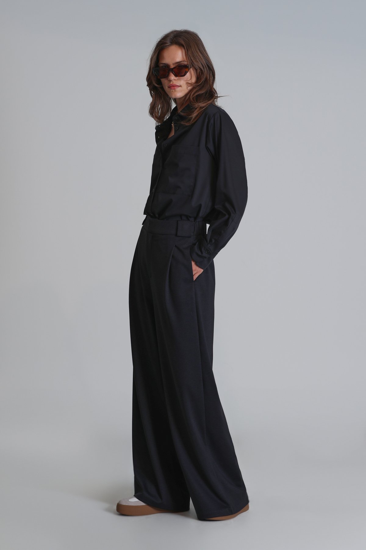 Darrel Women's Shirt Regular Fit Black - LUFIAN