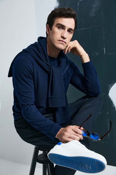 Dean Men's Sweater Navy Blue - LUFIAN